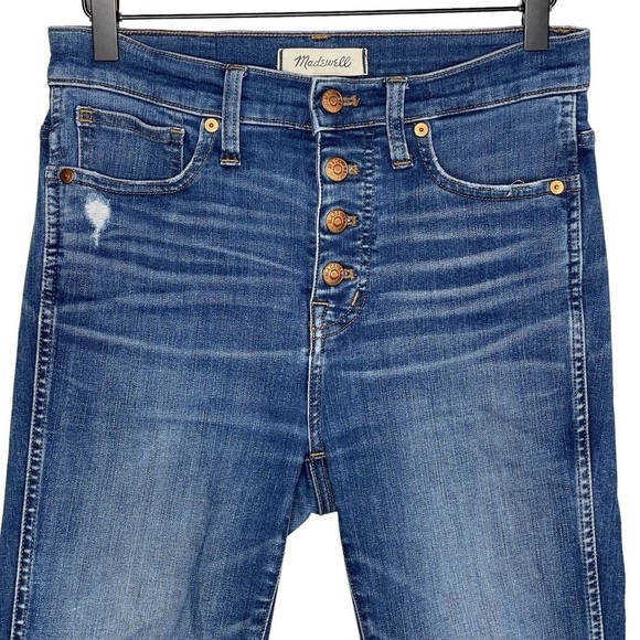 Madewell 10" High Rise Skinny Jeans 26 Button Fly Raw Hem Stretch Hanna Wash - Picture 3 of 11